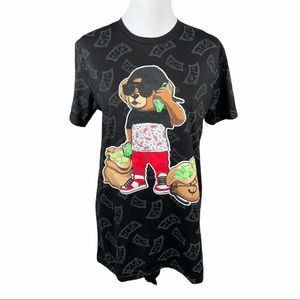 Launder Money Bags Bear T-Shirt Black Size Medium